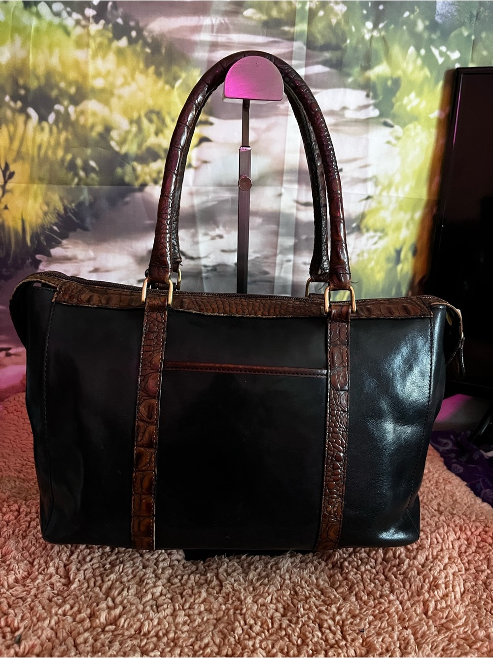 Brahmin vintage Tuscan, two-tone Croc embossed leather tote - Picture 3 of 11